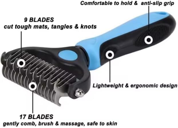2-in-1 Pet Dematting Comb & Undercoat Rake – Professional Dog Deshedding Brush - Image 2