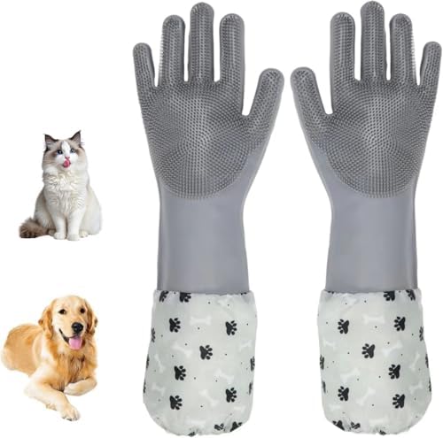 Dog Washing Gloves- Long Sleeved Pet Grooming Gloves by ROBATUN