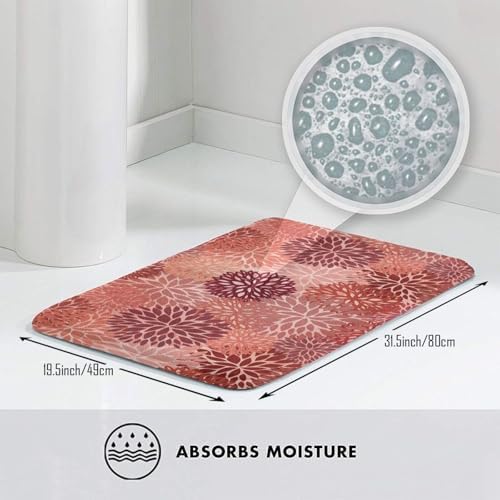 Red Flowers Bath Mat Non-Slip Soft Microfiber Bathroom Rugs Washable Bathmat - Image 5