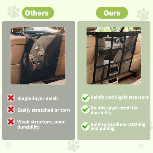 Dog Car Barrier, 2-Ply Reinforced Mesh, Top/Bottom Adjustable Straps - Image 5