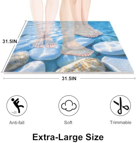 Square Shower Mat, Yonala 32 x 32 Inch Stylish Non Slip Shower Mats - Image 2