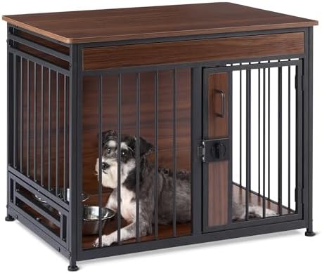 Amazon Basics Furniture Style Dog Crate, Sturdy Wooden Pet Kennel, End Table by AmazonBasics