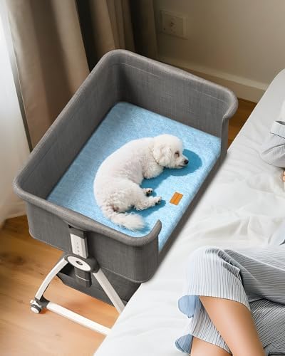 Bedside Dog Bed, 6-Height Adjustable Pet Bassinet by Unknown
