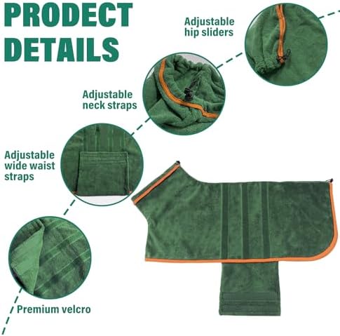 Dog Bathrobe Towel Dog Drying Coat Microfiber Absorbent Fast Drying Robes - Image 2