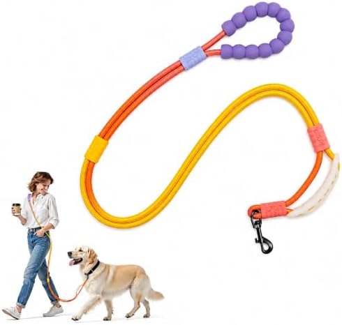 Hands Free Dog Leash, Double Handle Leash 6.5FT Yellow-Orange by Unknown