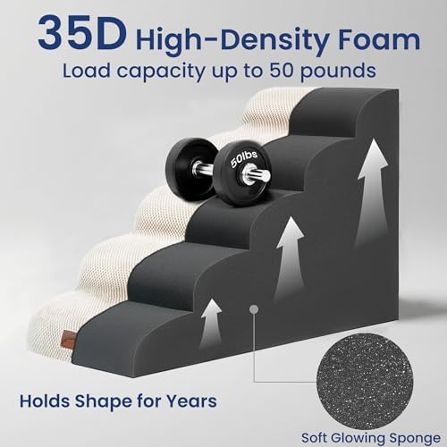 GoGoBunny Ramp Dog Stairs for High Beds 24.4" H, 5-Step Extra Wide Dog Slope - Image 7