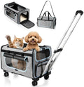 Large Pet Carrier with Detachable Wheels, 2 IN1 Foldable Soft-Sided Carriers- by Wheelive
