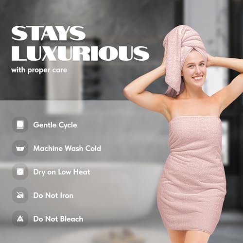 White Classic Wealuxe Pink Bath Towels 24x50 Inch, Cotton Towel Set - Image 6