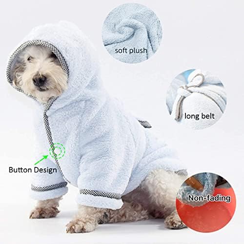 Dog Bathrobe, Microfiber Fast Drying Absorbent Hooded Bath Towel White - Image 2