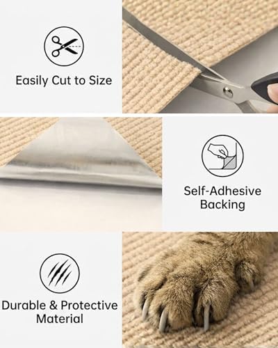 Corner & Wall Cat Scratch Mat, Self-Adhesive Trimmable Cat Scratcher, Wall - Image 3