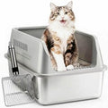 XL Enclosed Stainless Steel Cat Litter Box by Unknown
