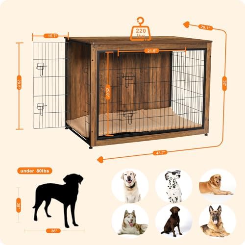 DWANTON 43.3" XXL Dog Crate Furniture - Image 3