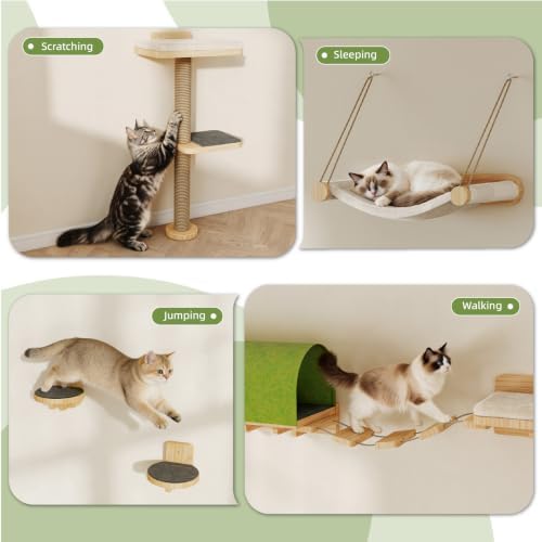 BYBYME 10PCS Cat Wall Shelves, Pine Cat Climbing Wall Furniture - Image 6