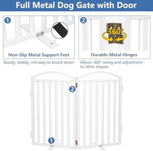 Malier Metal Freestanding Dog Gates, Outdoor Indoor Dog Fences, Extra Wide - Image 4