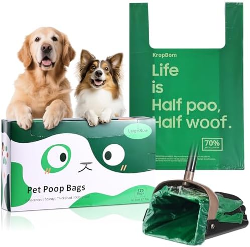 125 Pack Large Dog Poop Bags for A&H Swivel Bin Pooper Scooper by KropBom