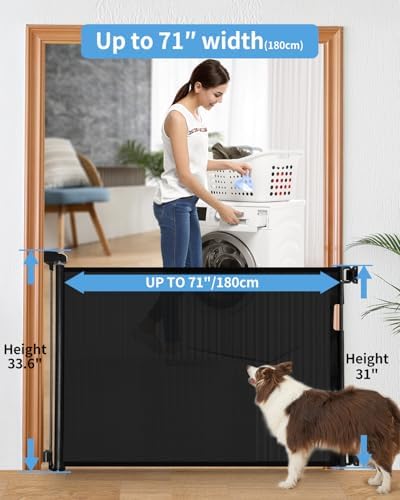 33" H Retractable Baby & Dog Gate, Fits up to 71" W, Hardware Mounted - Image 2
