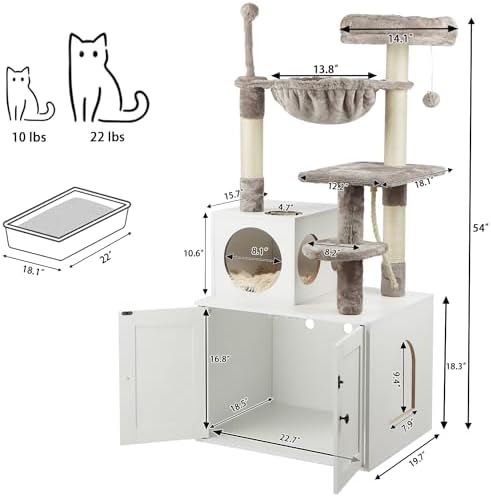 Timberer Cat Tree with Litter Box Enclosure, 2-in-1 Cat Tower - Image 3
