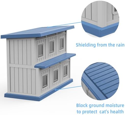 DRATO Outdoor Cat House Resin Double-Decker Weatherproof Cat Shelter Large - Image 3