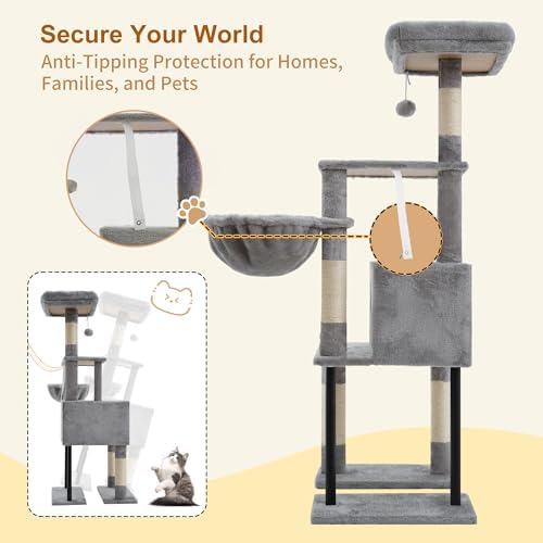 Heybly Cat Tree with Toy, 49.2 inch Cat Tower - Image 5