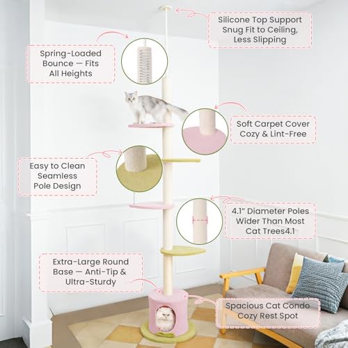 Max & Marlow 95-108" Floor to Ceiling Adjustable Cat Tree - Image 3