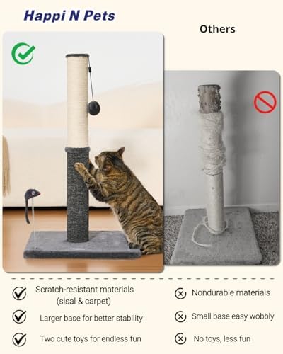 Happi N Pets Tall Cat Scratching Post, Large Cat Scratchers - Image 4