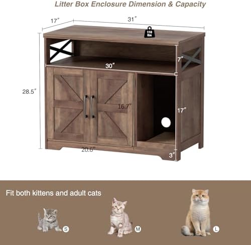 Halitaa Cat Litter Box Enclosure, Hidden Litter Box - Image 2