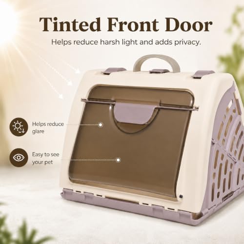 Hard-Sided Cat Carrier for Large Cats up to 16 lbs, Foldable PP Plastic Pet - Image 5