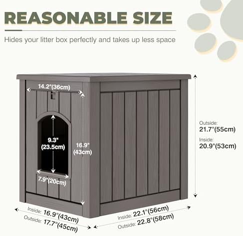 Cat Litter Box Enclosure, Enclosed Cat Litter Box Raised Floor, Openable Front - Image 4