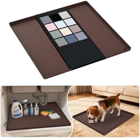 URMONA Waterproof Silicone Under Sink Mat, 22 x 22 in, Flexible Shelf Liner by URMONA