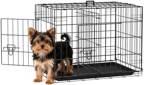 FDW | 24" Foldable Metal Dog Crate | Black | Cage by FDW