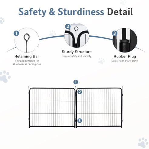 DUMOS Dog Playpen 40 Inch 2 Panels Indoor Outdoor Metal Pet Fence - Image 6