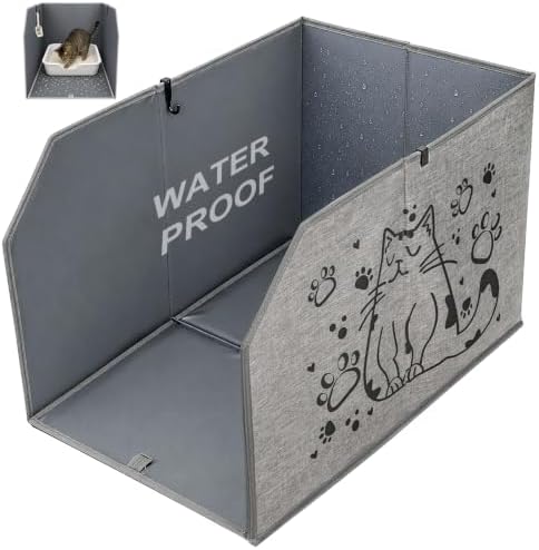Lawei Waterproof Cat Litter Box Enclosure Splash Guard by ENJOYEVERYMOMENT