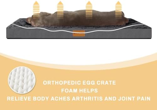 Patas Lague Orthopedic Large Dog Bed Pet Crate Mat 36''X24'' Dark Grey - Image 4