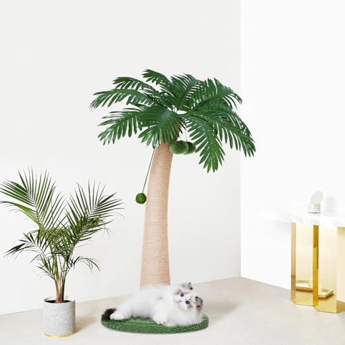 43.3inch Palm Tree Shape Style Sisal Cat Tree Scratching Post Cats, Wear - Image 6