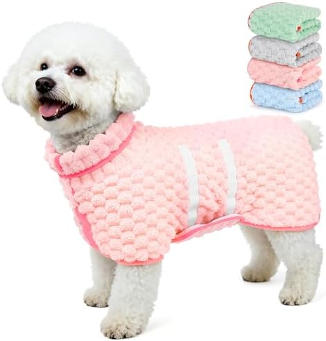 Glittme Dog Bathrobe, Super Absorbent Fleece Drying Robe by Glittme