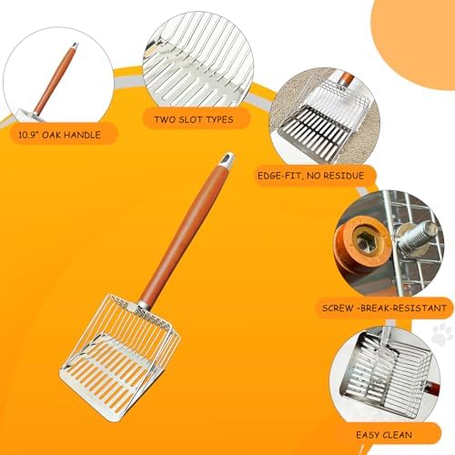 Designed for Deep Litter Boxes, Long Handle Metal Cat Litter Scoop - Image 3