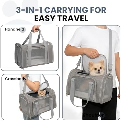 Soft-Sided Cat Carrier 18x11x11 in Expandable Travel Pet Bag 15LBS - Image 7