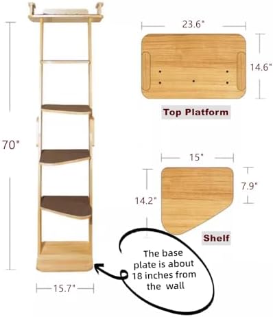 Modern 70“ Tall 6 Level Leaning Cat Climbing Ladder Tree Tower Condo - Image 5
