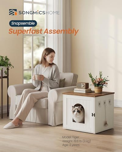 SONGMICS Home Toolless Assembly Litter Box Enclosure, Cat House - Image 2