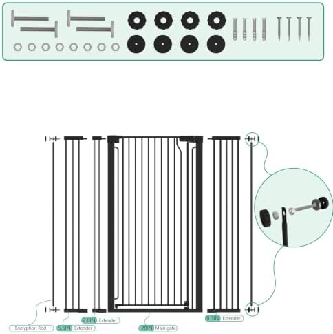 51" Extra Tall Cat Gate for Doorway Auto Close Encrypted Cat Gate 30"-49.27" - Image 4