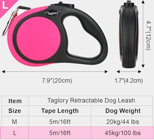 Taglory Retractable Dog Leash, One-Handed Brake - Image 4