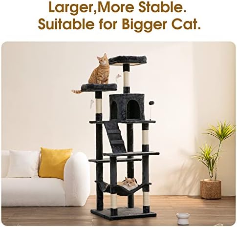 MWPO 70.1-Inch Large Cat Tree, Plush Cat Condo - Image 2