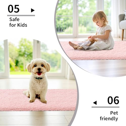 Disolla Pink Bathroom Runner Rug 24x59, Soft Plush Large Bath Mat - Image 6