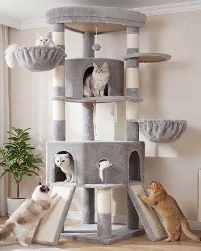 Cat Tree, 73-Inch Sturdy Corner Cat Tower by VibrissiaHome