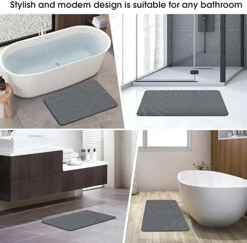 Stone Bath Mat for Bathroom, Diatomaceous Earth Shower Mat, Quick Dry - Image 5