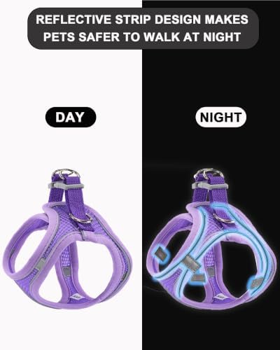 XS Purple Soft Mesh Dog Harness and Leash Set, No Escape Puppy Harnesses - Image 4