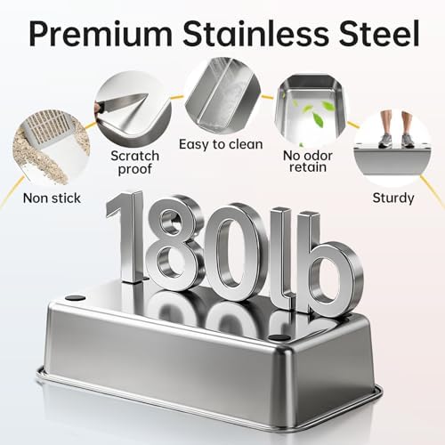 High-Sided Stainless Steel XL Cat Litter Box - Image 6