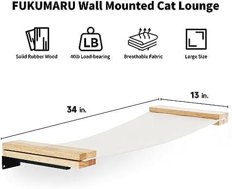 FUKUMARU Cat Wall Hammock, 34 x 13 inch Kitten Wall Furniture - Image 2