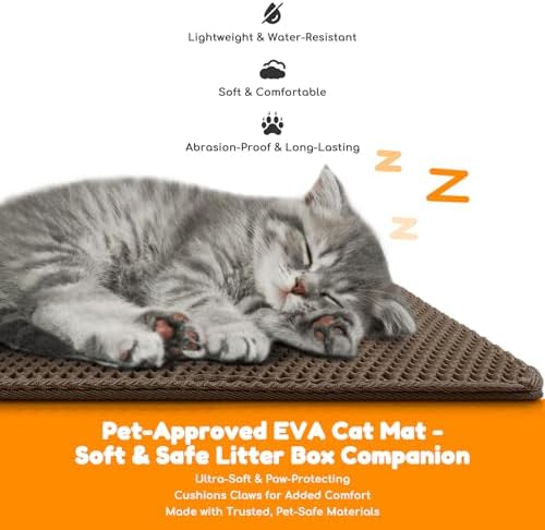 Cat Litter Mat 24"x16", Double Layer EVA Litterbox Mat Brown - Image 5