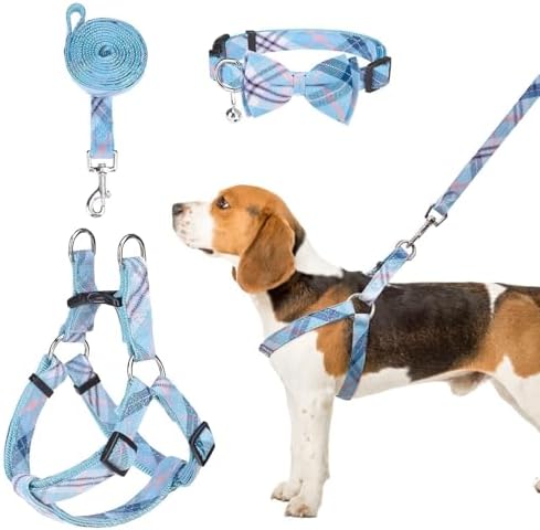 BINGPET No Pull Dog Harness Leash Collar Set, Adjustable Step-in Vest by BINGPET